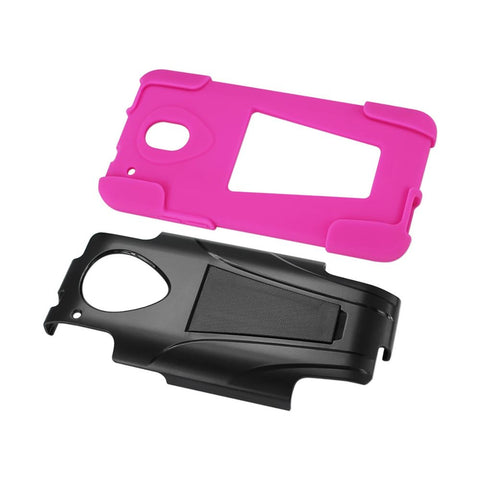 Reiko Htc One Mini M4 Hybrid Heavy Duty Case With Kickstand In Hot Pink Black