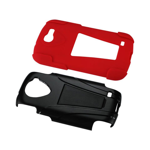 Reiko Samsung Galaxy Express Hybrid Heavy Duty Case With Kickstand In Red Black