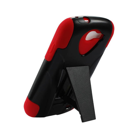 Reiko Samsung Galaxy Express Hybrid Heavy Duty Case With Kickstand In Red Black