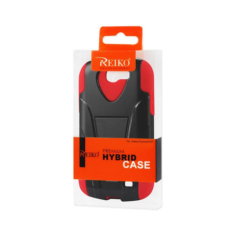 Reiko Samsung Galaxy Express Hybrid Heavy Duty Case With Kickstand In Red Black