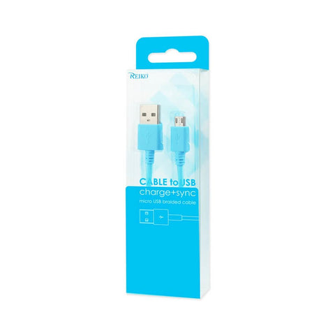 Reiko Braided Micro Usb Data Cable 3.3 Feet In Navy
