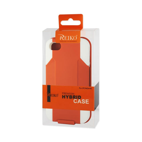 Reiko Iphone 4/ 4g Hybrid Heavy Duty Holster Combo Case In White Orange