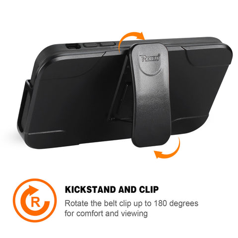 Reiko Iphone X/iphone Xs 3-in-1 Hybrid Heavy Duty Holster Combo Case In Black