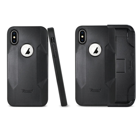 Reiko Iphone X/iphone Xs 3-in-1 Hybrid Heavy Duty Holster Combo Case In Black