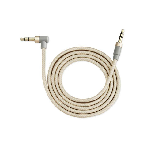 Reiko Nylon Braided Right Angle 3.5mm Male To Male Stereo Audio Cable 3.9fts In Gold