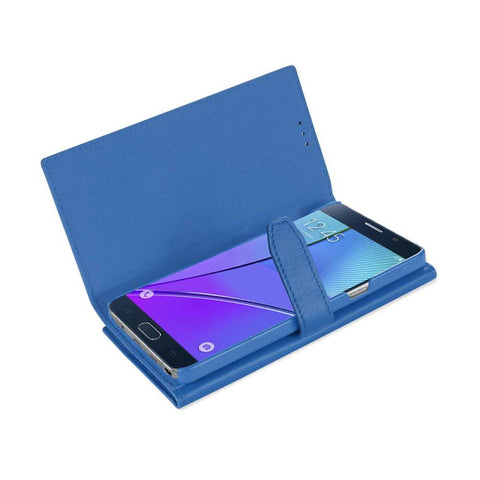 Reiko Samsung Galaxy Note 5 Plus Genuine Leather Rfid Wallet Case In Ultramarine