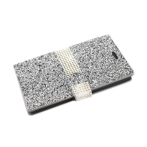 Reiko Zte Zmax 2 Diamond Rhinestone Wallet Case In Silver