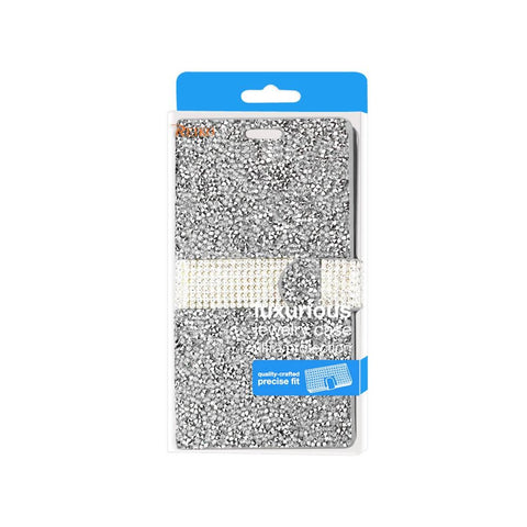 Reiko Zte Zmax 2 Diamond Rhinestone Wallet Case In Silver