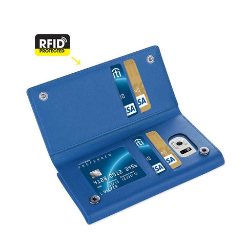 Reiko Samsung Galaxy S6 Plus Genuine Leather Rfid Wallet Case In Ultramarine