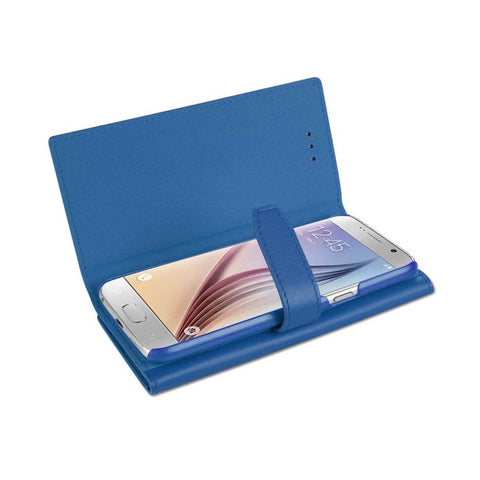 Reiko Samsung Galaxy S6 Plus Genuine Leather Rfid Wallet Case In Ultramarine