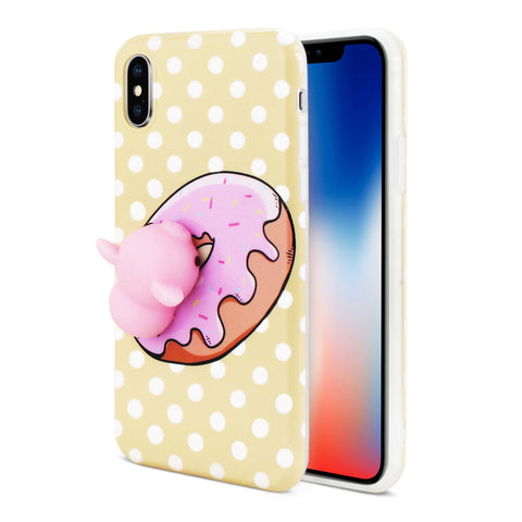 Reiko Iphone X/iphone Xs Tpu Design Case With  3d Soft Silicone Poke Squishy Piggy