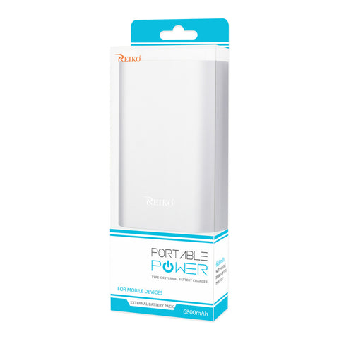 Reiko 2a5v 6800mah Universal Power Bank With Micro Cable And Dural Output Port In Silver