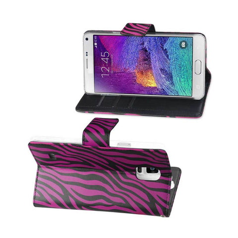 Reiko Samsung Galaxy Note 4 3-in-1 Animal Zebra Print Wallet Case In Hot Pink