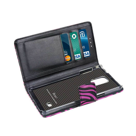 Reiko Samsung Galaxy Note 4 3-in-1 Animal Zebra Print Wallet Case In Hot Pink