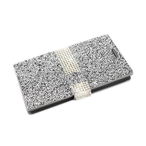 Reiko Alcatel One Touch Idol 3 5.5 Diamond Rhinestone Wallet Case In Silver