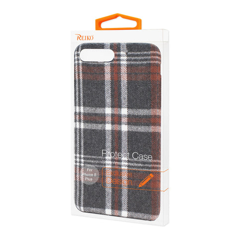 Reiko Iphone 8 Plus Checked Fabric Case In Brown