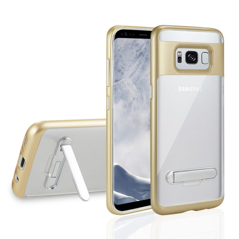 Reiko Samsung Galaxy S8 Edge/ S8 Plus Transprant Bumper Case With Kickstand In Clear Gold