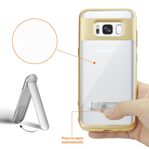 Reiko Samsung Galaxy S8 Edge/ S8 Plus Transprant Bumper Case With Kickstand In Clear Gold