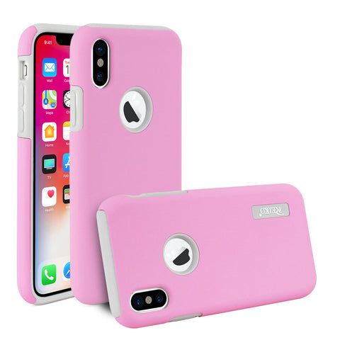 Reiko Iphone X/iphone Xs Solid Armor Dual Layer Protective Case In Pink