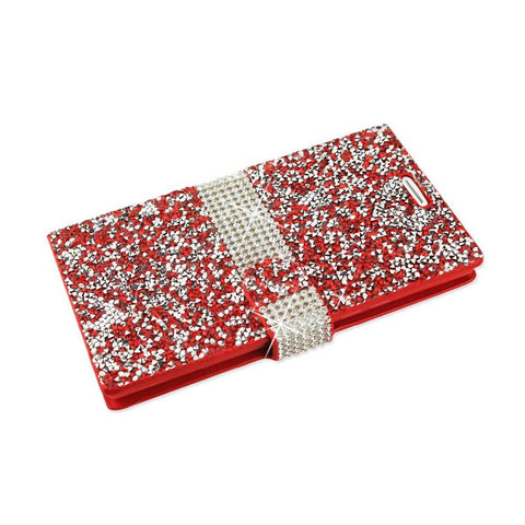 Reiko Lg V10 Diamond Rhinestone Wallet Case In Red