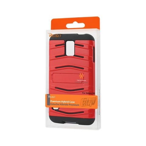 Reiko Samsung Galaxy S5 Hybrid Fishbone Case With Kickstand In Black Red