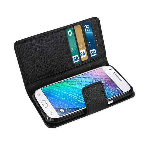 Reiko Samsung Galaxy J1 3-in-1 Wallet Case In Black