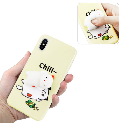 Reiko Iphone X/iphone Xs Tpu Design Case With  3d Soft Silicone Poke Squishy Sleeping Cat
