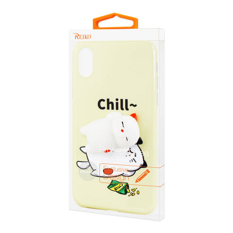 Reiko Iphone X/iphone Xs Tpu Design Case With  3d Soft Silicone Poke Squishy Sleeping Cat