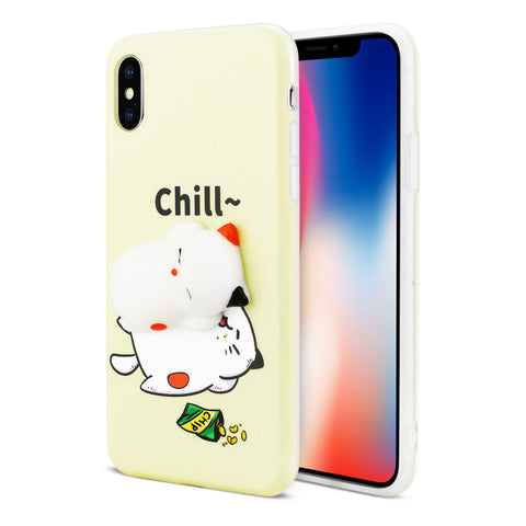 Reiko Iphone X/iphone Xs Tpu Design Case With  3d Soft Silicone Poke Squishy Sleeping Cat