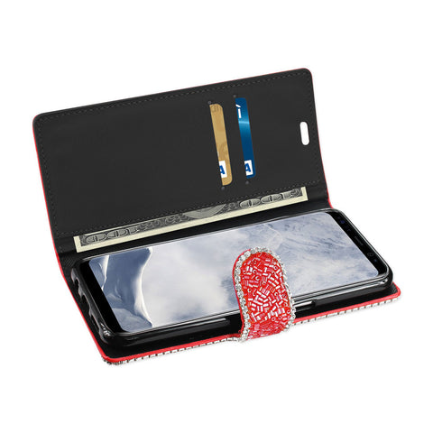 Reiko Samsung Galaxy S8/ Sm Bead Diamond Wallet Case In Red