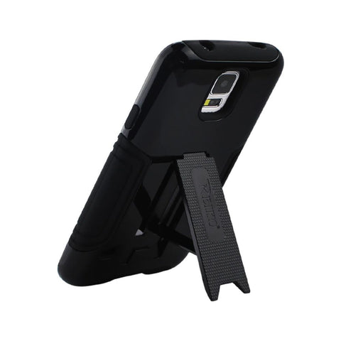 Reiko Samsung Galaxy S5 Hybrid Heavy Duty Case With Lower Kickstand In Black
