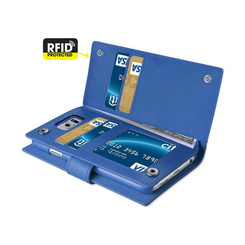 Reiko Samsung Galaxy S6 Genuine Leather Rfid Wallet Case In Ultramarine