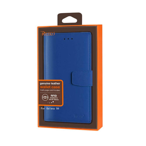 Reiko Samsung Galaxy S6 Genuine Leather Rfid Wallet Case In Ultramarine