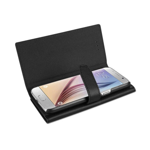 Reiko Samsung Galaxy S6 Plus Genuine Leather Rfid Wallet Case In Black