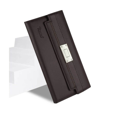 Reiko Samsung Galaxy S6 Genuine Leather Rfid Wallet Case And Metal Buckle Belt In Umber