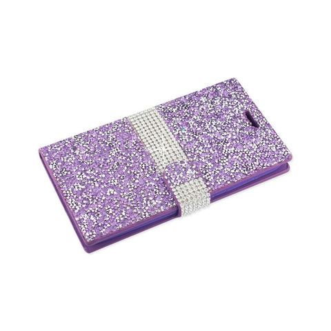 Reiko Zte Grand X Max 2 Diamond Rhinestone Wallet Case In Purple