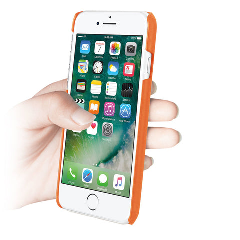 Reiko Iphone 8/ 7 Genuine Leather Hand Strap Case In Tangerine