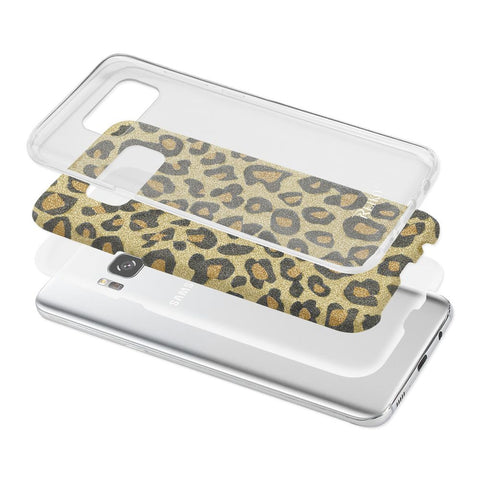Reiko Samsung Galaxy S8/ Sm Shine Glitter Shimmer Leopard  Hybrid Case In Gold