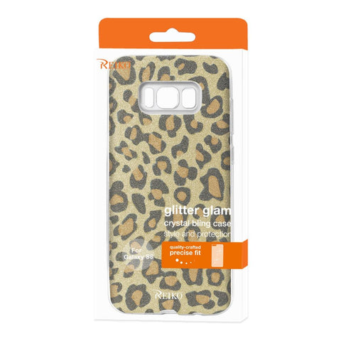Reiko Samsung Galaxy S8/ Sm Shine Glitter Shimmer Leopard  Hybrid Case In Gold