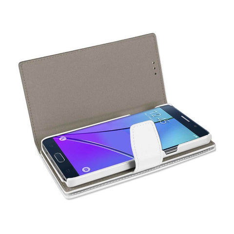 Reiko Samsung Galaxy Note 5 Genuine Leather Wallet Cases With Rfid Card Protection In Ivory