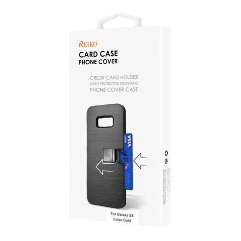 Reiko Samsung Galaxy S8/ Sm Slim Armor Hybrid Case With Card Holder And Kickstand In Gold