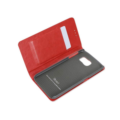 Reiko Samsung Galaxy S6 Flip Folio Case With Card Holder In Red