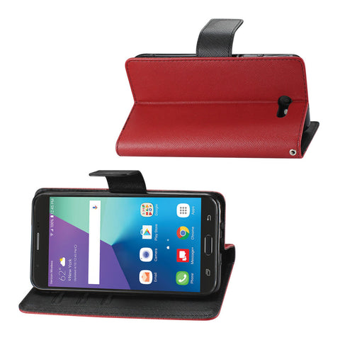Reiko Samsung Galaxy J7 V (2017) 3-in-1 Wallet Case In Red