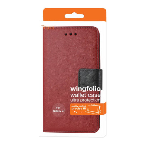 Reiko Samsung Galaxy J7 V (2017) 3-in-1 Wallet Case In Red