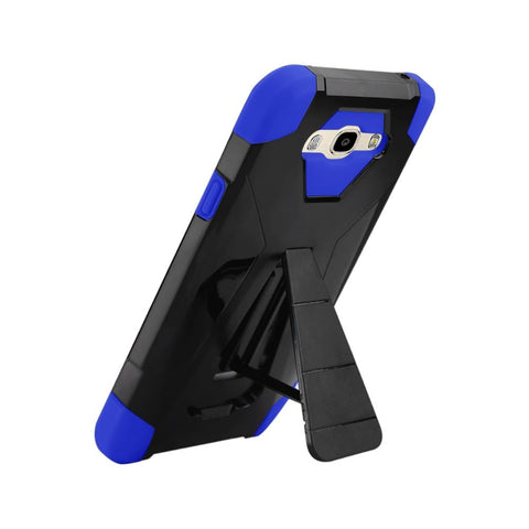 Reiko Samsung Galaxy J7 (2016) Hybrid Heavy Duty Case With Kickstand In Navy Black