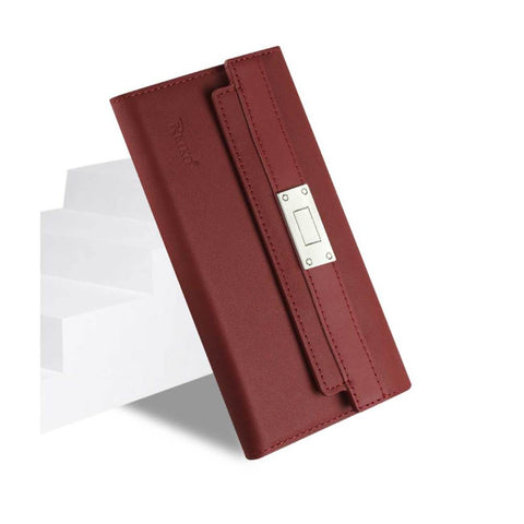 Reiko Samsung Galaxy S6 Genuine Leather Rfid Wallet Case And Metal Buckle Belt In Burgundy