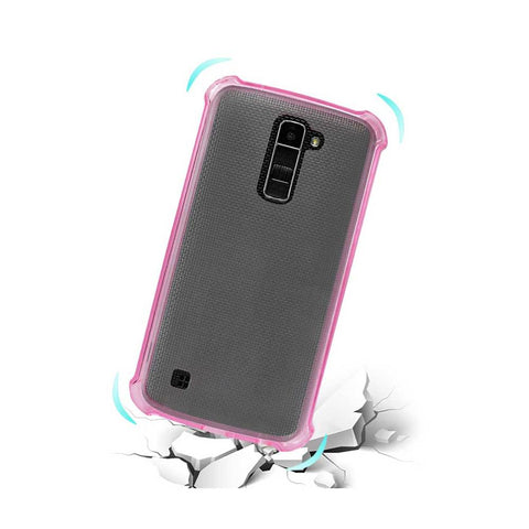 Reiko Lg K10 Clear Bumper Case With Air Cushion Protection In Clear Hot Pink