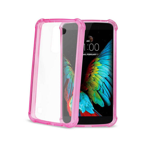 Reiko Lg K10 Clear Bumper Case With Air Cushion Protection In Clear Hot Pink