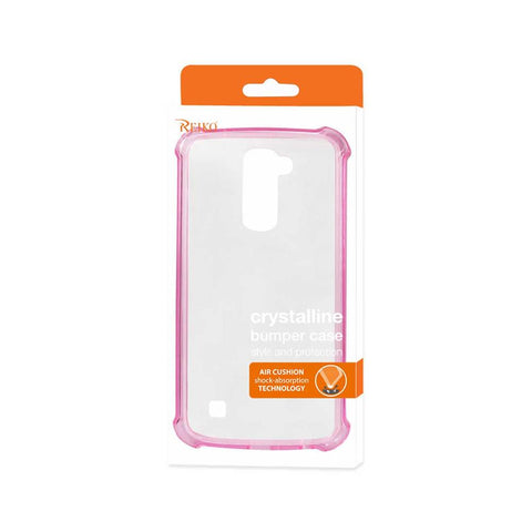 Reiko Lg K10 Clear Bumper Case With Air Cushion Protection In Clear Hot Pink