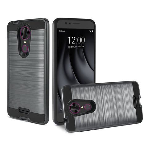 Reiko Coolpad Revvl Plus Hybrid Metal Brushed Texture Case In Gray